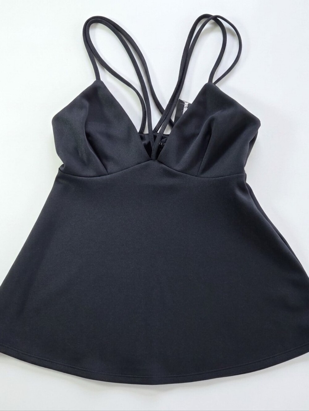 Express NWT Black Strappy Cami Tank Top V-Neck Side Zip Flowy Dressy Size S